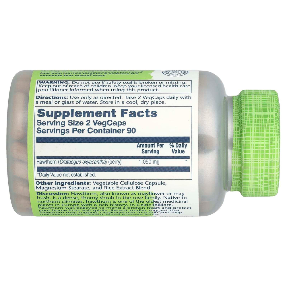 Solaray, True Herbs, боярышник, 180 вегетарианских капсул (525 мг на капсулу)