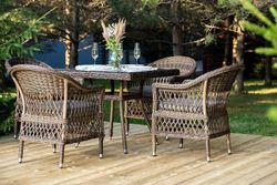 "Сицилия" обеденная группа плетеная, цвет коричневый