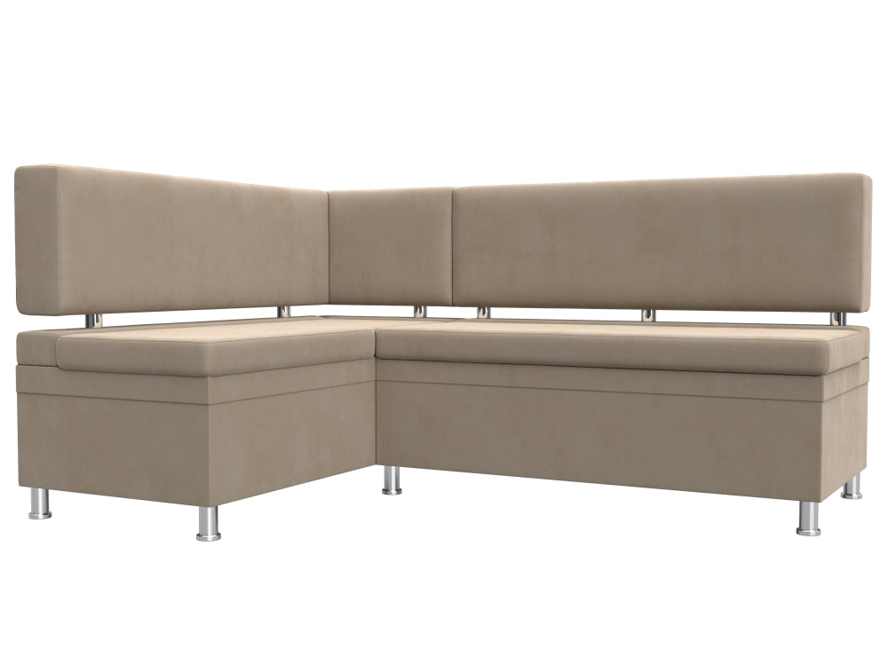 Диван кухонный угловой Стайл левый угол, Бежевый, Велюр, 111658L