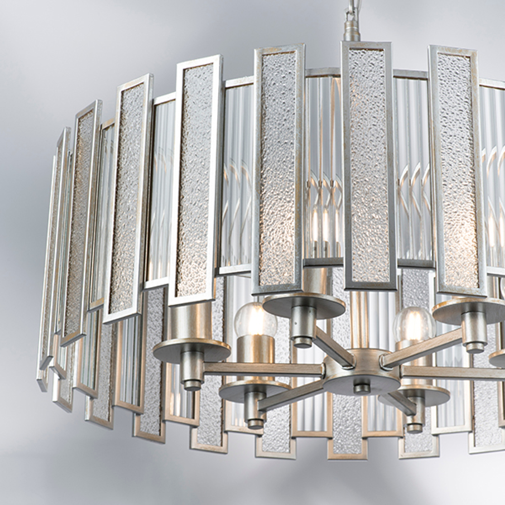 712064 Люстра AGAVE 6х40W E27 СЕРЕБРО С ПАТИНОЙ/ПРОЗРАЧНЫЙ