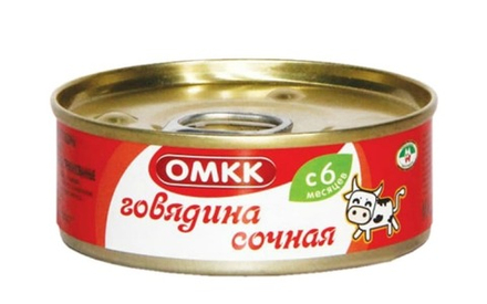 Консервы мясные "Говядина сочная" для детского питания 100г. Оршанский МК