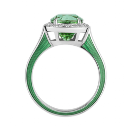Кольцо с Турмалином и Бриллиантами, Эмаль, R0143-01/1