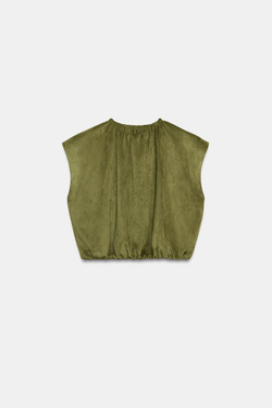 ZARA ТОП ОБЪЕМНОГО КРОЯ ИЗ ИМИТАЦИИ ЗАМШИ, ХАКИ