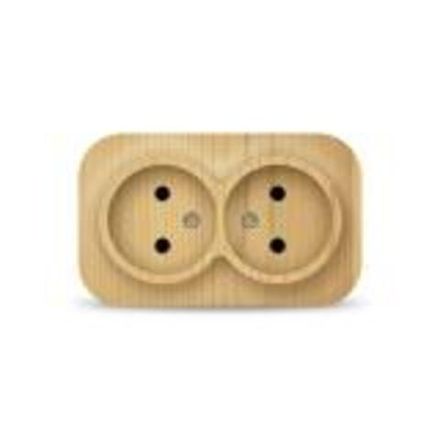 Розетка двухместная серия "IONICH", б/з, о/у, 16А, 220В, "сосна" (еврослот) (HU2232)