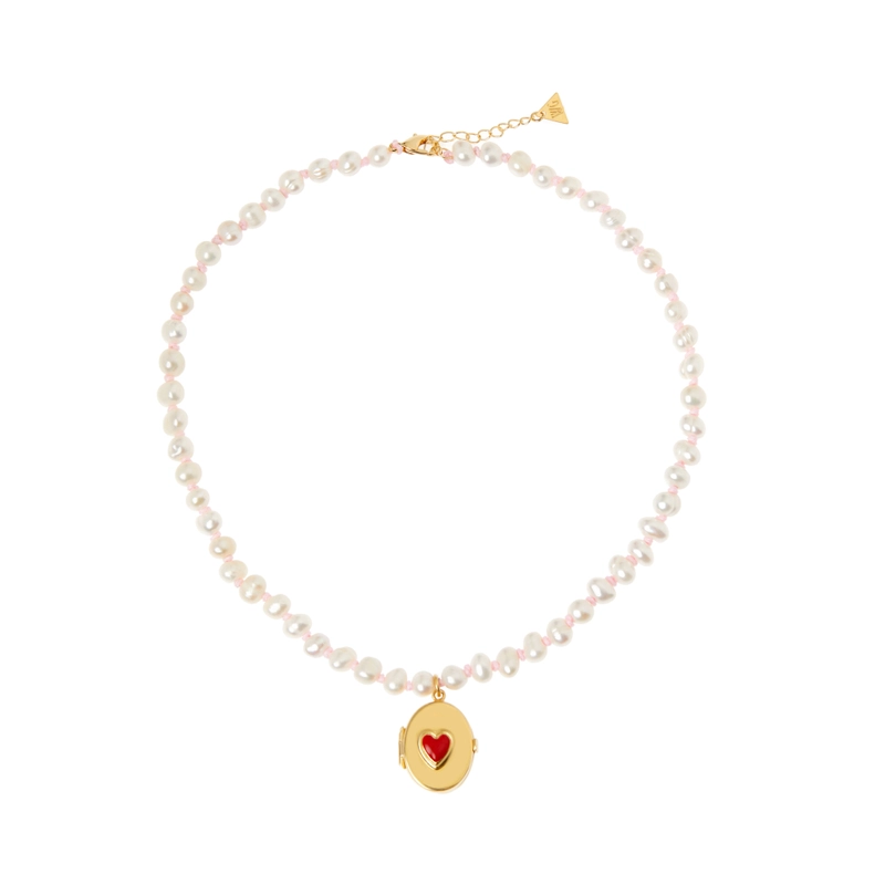 Колье Медальон с Сердцем – Красное