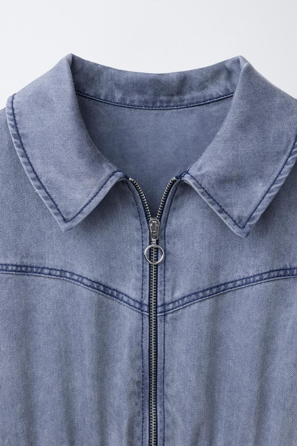 ZARA ДЛИННЫЙ СВОБОДНЫЙ КОМБИНЕЗОН КАРГО, ВЫЦВЕТШИЙ СИНИЙ