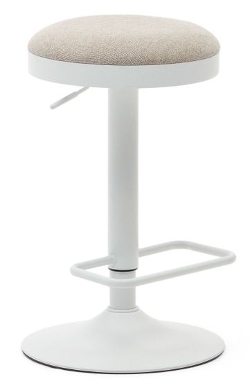 Табурет Zaib из бежевой синели и белой матовой стали, высота 58-80 см. Испания