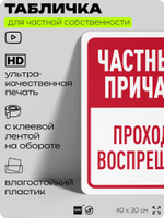 Табличка для частной территории "Частный причал, проход воспрещен", на дом, для участка, организаций, предупреждающая, 40х30 см, Silver Plane x Айдентика Технолоджи