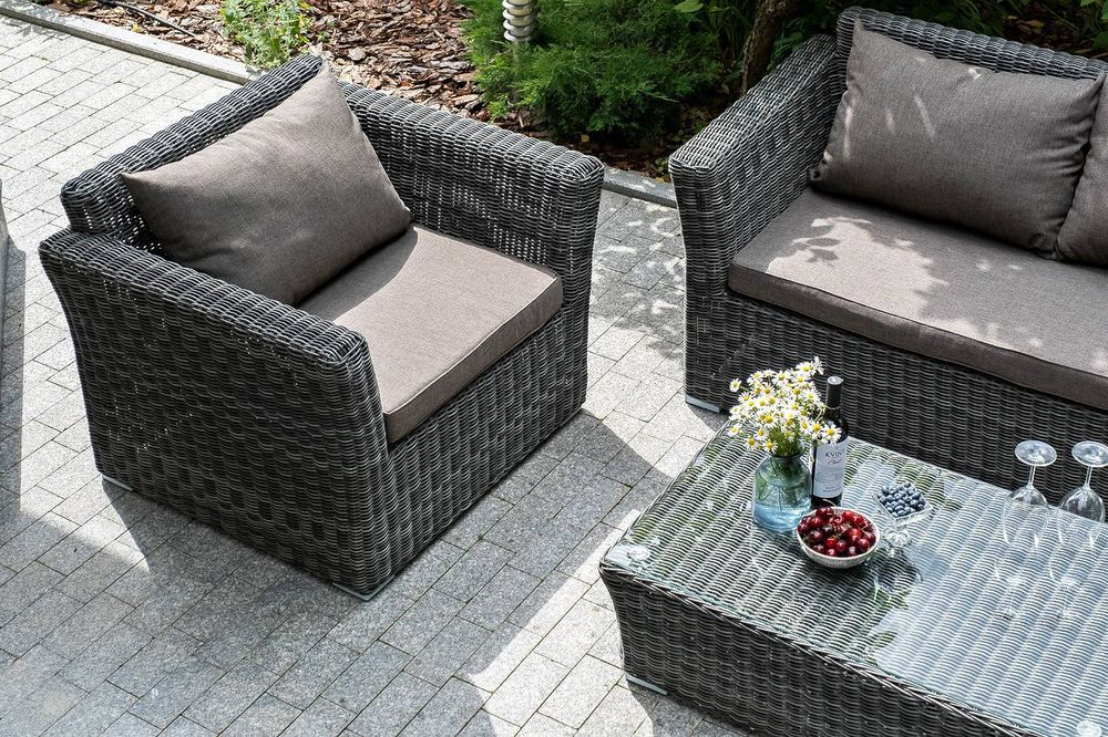 "Капучино Cингл" лаунж-зона из искусственного ротанга, цвет графит