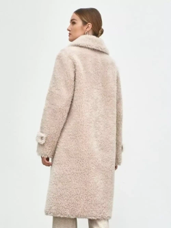Шуба из шерсти мериноса чебурашка, светло-розовая, SilverFox