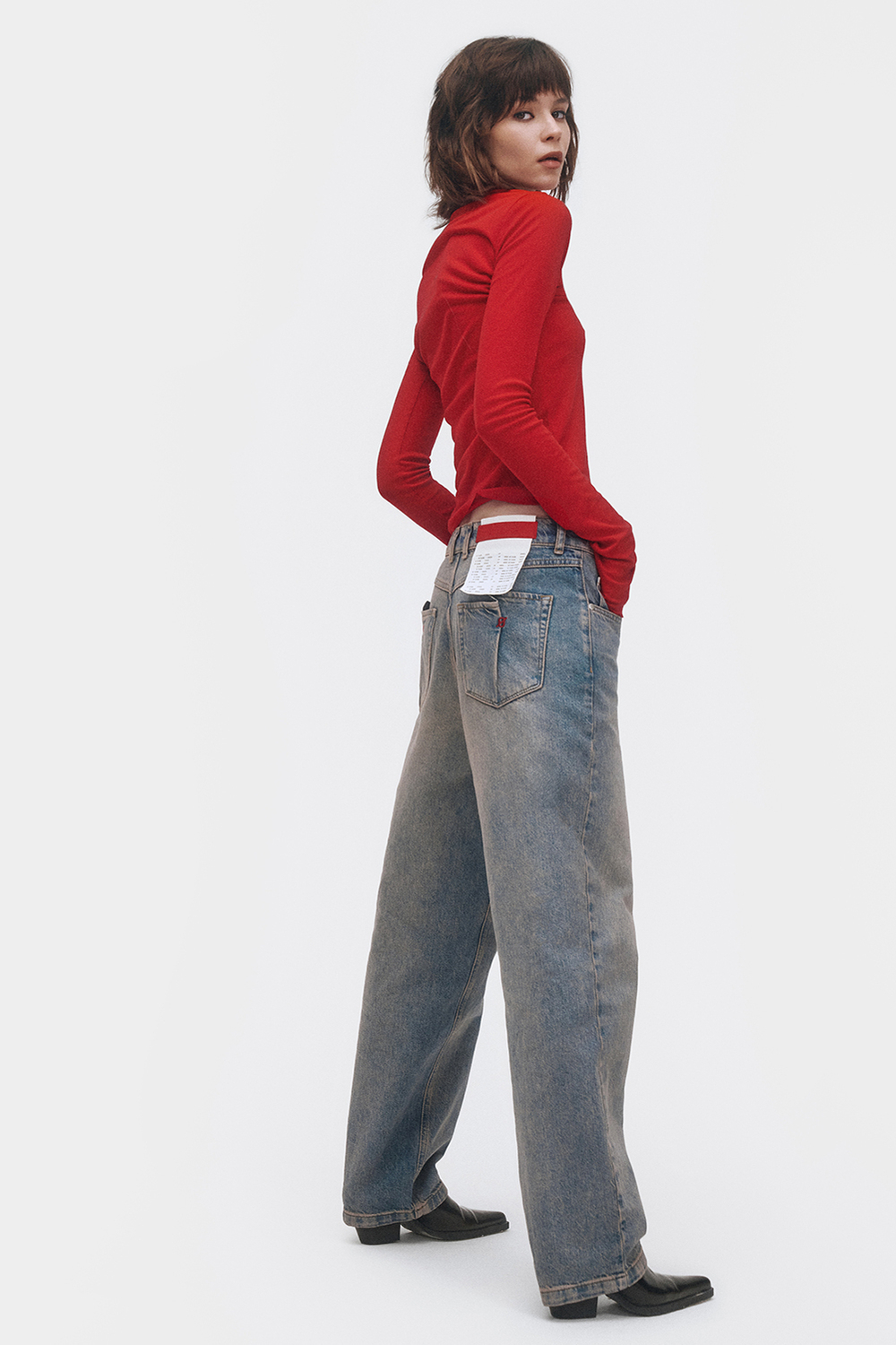 Джинсы женские широкие синего цвета Woman Jeans Wide Dirty Blue