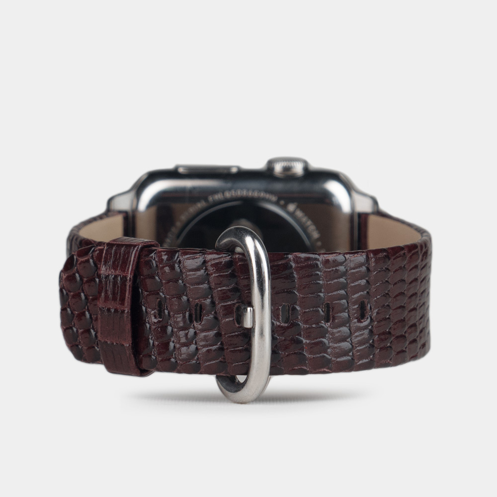 Ремешок для Apple Watch 40/41/42 mm из кожи ящерицы, бордового цвета
