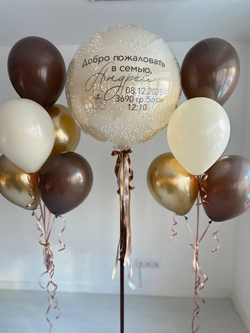 Воздушные гелиевые шарики с доставкой по Хабаровску мишка тедди/медведь барни шоколад/песок/золото №4417