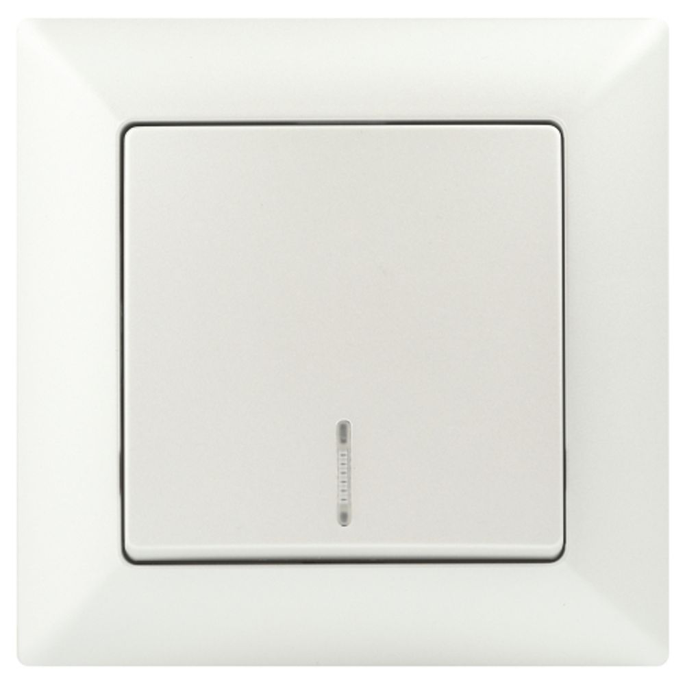 Выключатель Intro Solo 4-102-06 одноклавишный с подсветкой, 10А-250В, IP20, СУ, перламутр