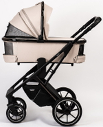 Детская коляска Peppy Tecla 3 в 1 с автокреслом First black Stone Chrome Edition (Бежевый)