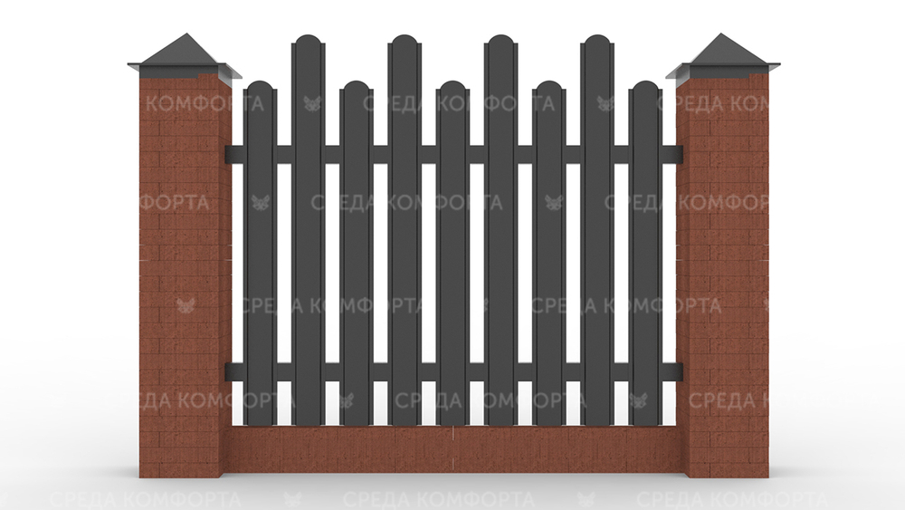 Забор из евроштакетника ZBR0054