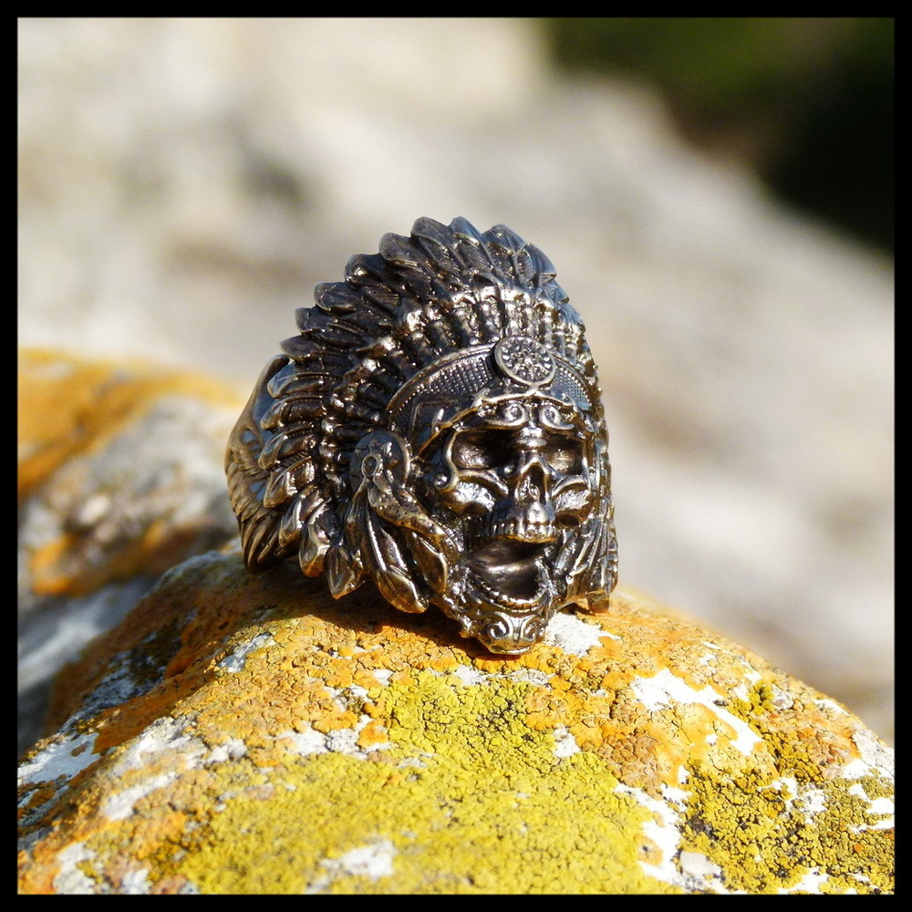 Кольцо мужское "Вождь" латунь , печатка для мужчин