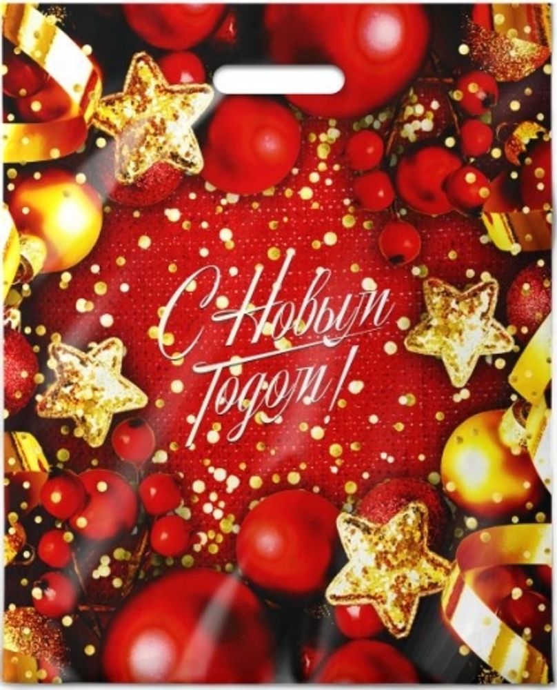 Новогодние пакеты&quot;Конфетти&quot; 38х47+6 см, 60 мкм (50/500 шт)