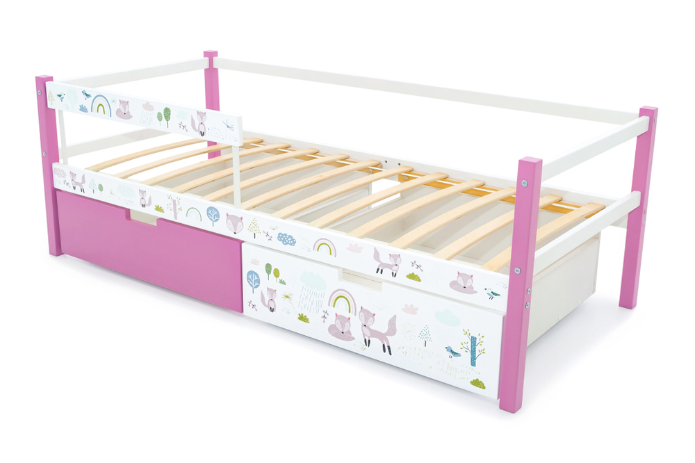 Детская кровать тахта Бельмарко Svogen лаванда-белый лисята