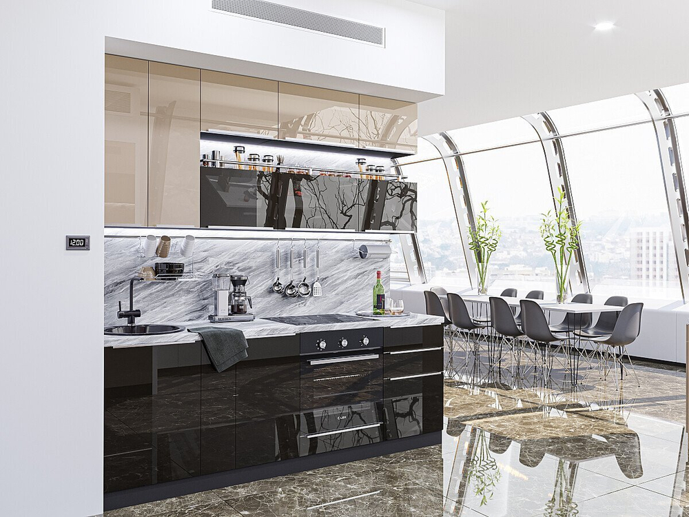 Прямая модульная кухня Фьюжн-01 Gallant/Anthracite - Graphite 2340*2300*600