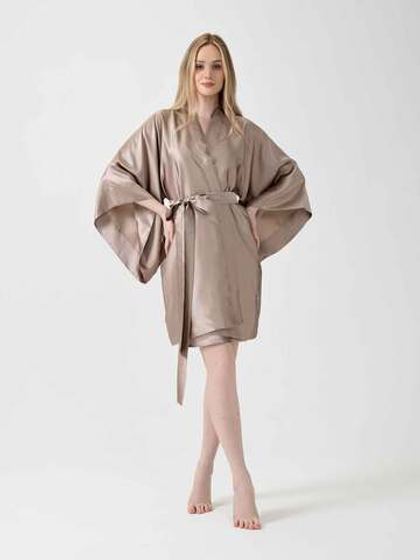 Халат кимоно OnSilk Assami mini Бежевый S