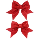 Бант на ёлку «Яркий праздник» 12*14 см (набор 2 шт), Красный