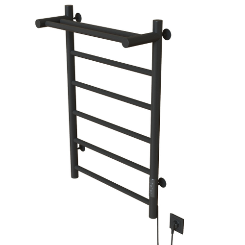 Полотенцесушитель MIXLINE VEGA  80х50 (таймер, 318Вт, 5 перекладин + ПОЛКА) электрический ГРАФИТ