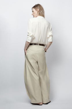 ZARA РУБАШКА СВОБОДНОГО КРОЯ С КОКЕТКОЙ — ZW COLLECTION, ЭКРЮ