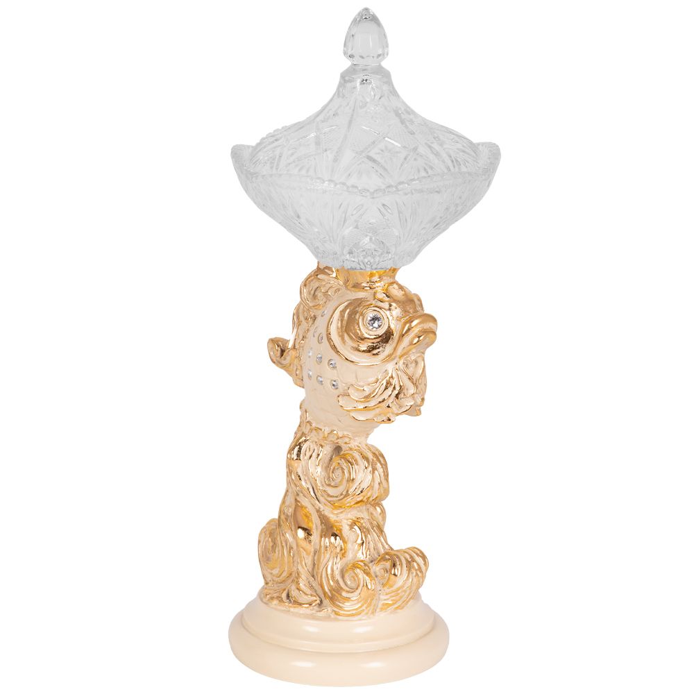 Сахарница стеклянная с крышкой Рыбка Заветное желание Айвори