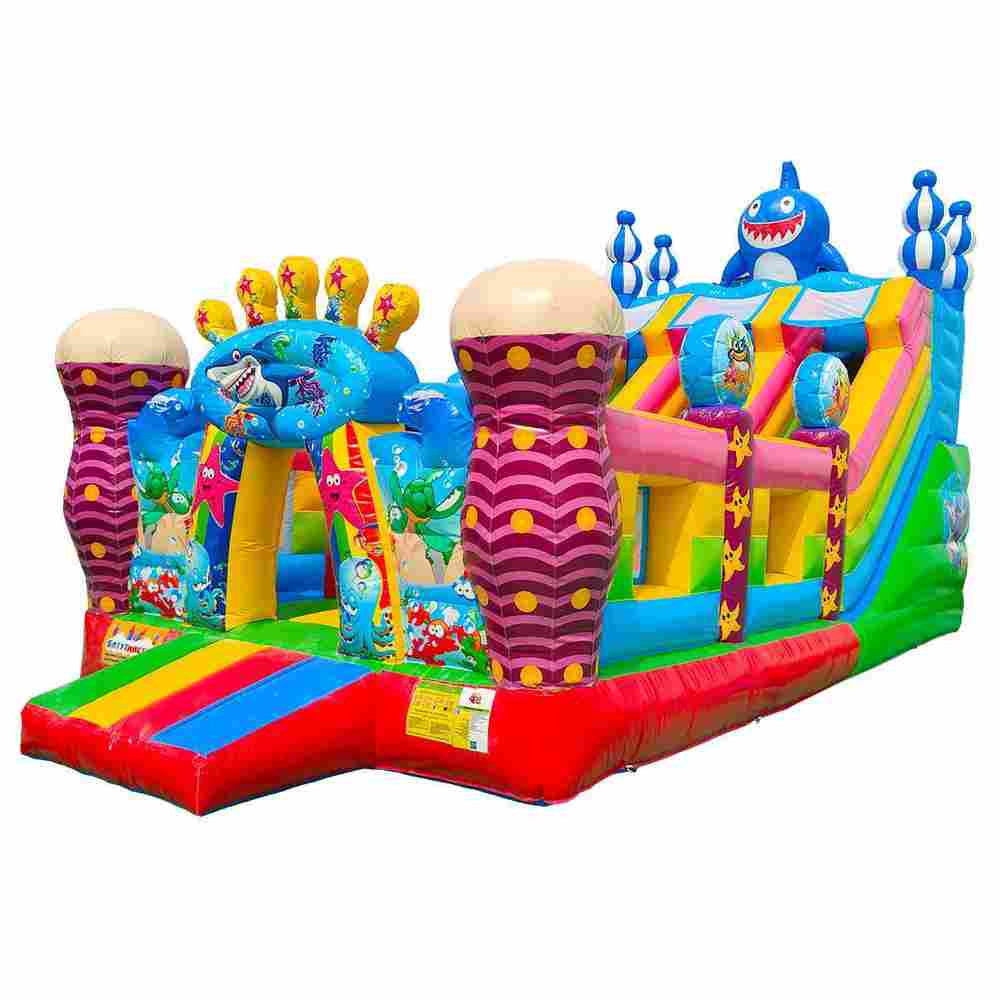 Коммерческий надувной батут с горкой «В гостях у моря 2», 8*4*5 м