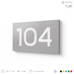Номер на дверь квартиры 104, табличка на дверь для офиса, кабинета, аудитории, склада, серый 120х70 мм, Айдентика Технолоджи