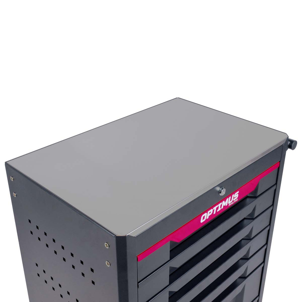 OPT-717MR Тележка инструментальная, 7 полок с набором инструментов 298 пр, металлическая столешница