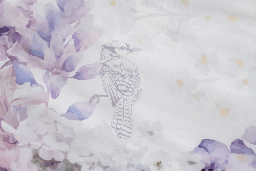 Постельное белье 2 спальное евро Garda Decor Фиори сиренево-белое