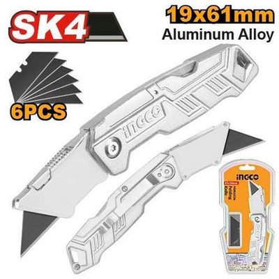 Нож складной универсальный 170мм в ком. 6 лезвий INGCO HUK6236