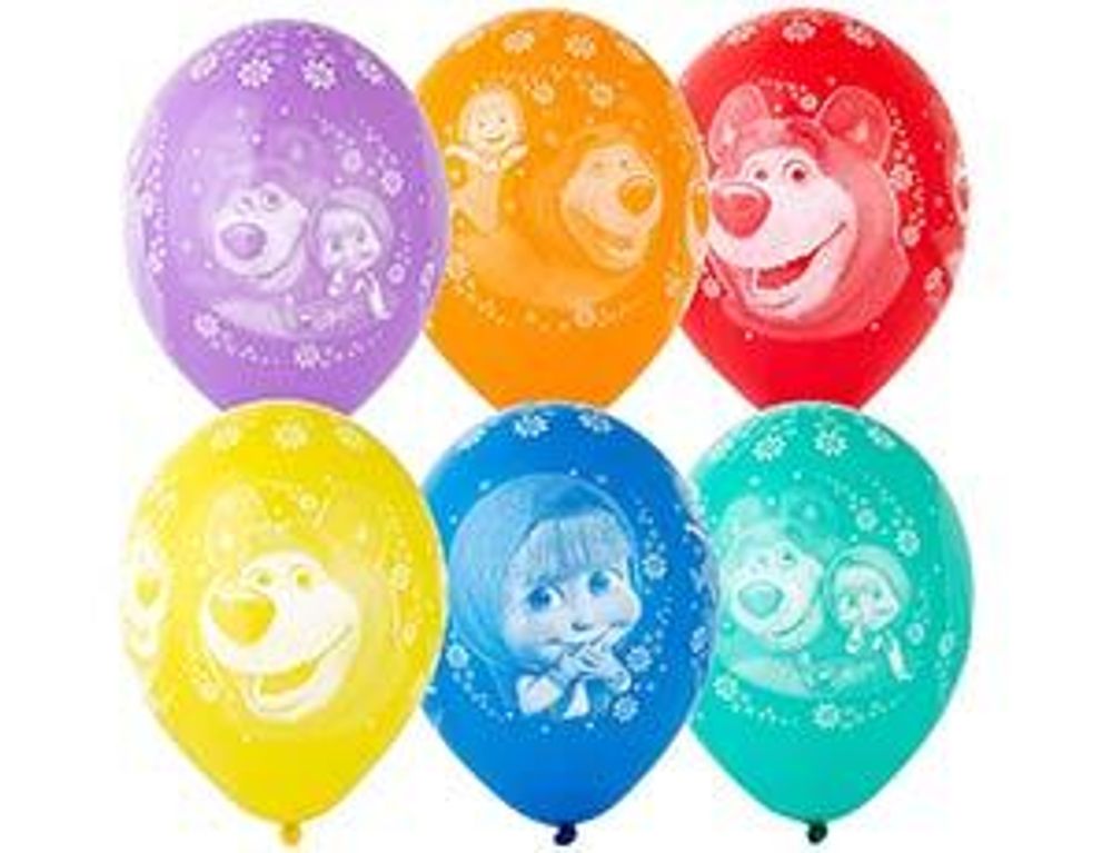 Шар (14"/36 см) Маша и Медведь  25 шт.