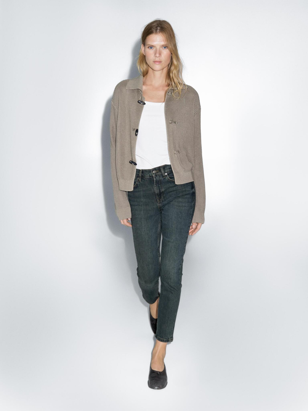 Massimo Dutti Укороченные джинсы облегающего кроя со средней посадкой, темно-синий