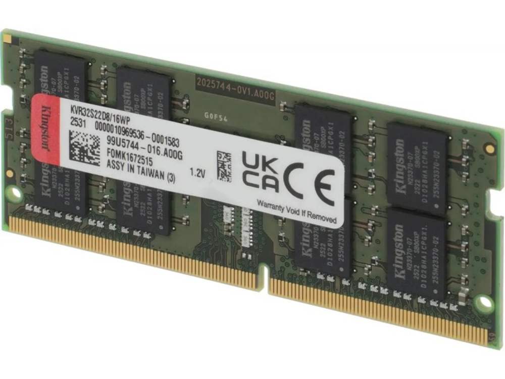 Оперативная память Kingston ValueRAM KVR32S22D8/16WP, DDR4 1х 16ГБ 3200 МГц, SODIMM, RTL