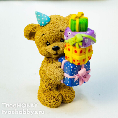 Cиликоновый молд "Мишка Потапыч с подарками" бренд "Твое хобби"