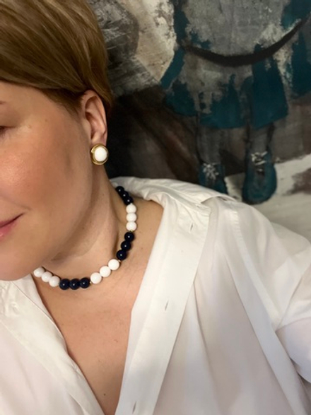 Колье MONET синее с белым