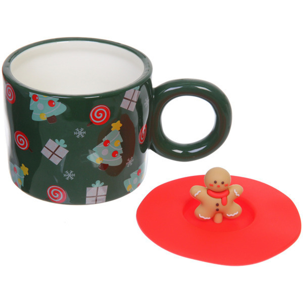 Кружка керамическая 400мл «Новогодние символы» с крышкой