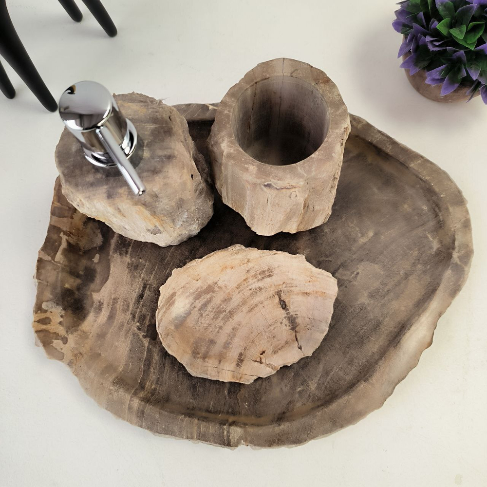 Набор из окаменелого дерева 4 предм Fossil Set NF-62862 поднос 30см*36см