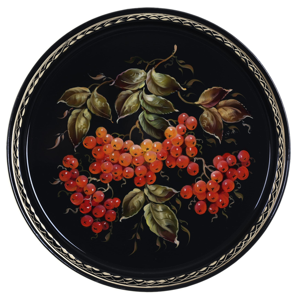 Жостовский поднос декоративный, размер 30 см (A9), металлический