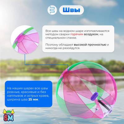 Аттракцион Водный шар ПВХ «Розово-зелёный» 2*2*2 м