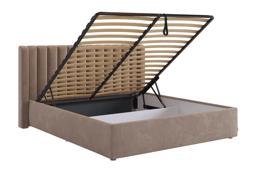 Кровать с подъемным механизмом Ева 160х200 см (галька,графит,капучино,крем,латте,мята,пудра,топаз (велюр))