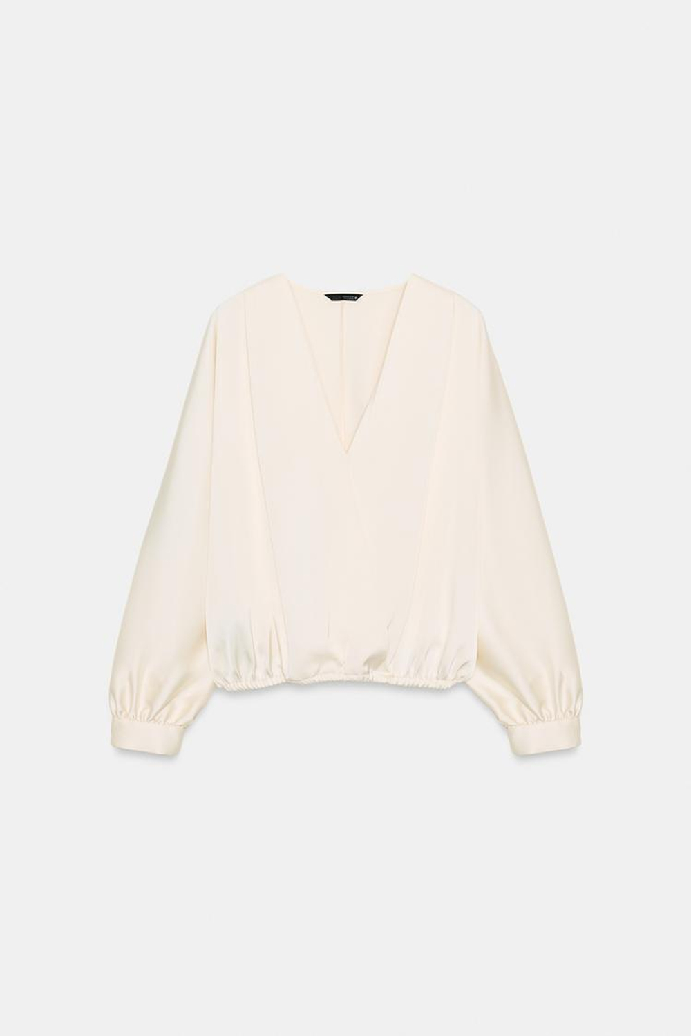 ZARA АТЛАСНАЯ БЛУЗА НА ЗАПÁХЕ, ЭКРЮ