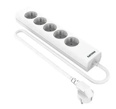 Сетевой удлинитель Philips CHP1152WA/56 с пятью стандартными розетками EU, с заземлением, 2 м, белый