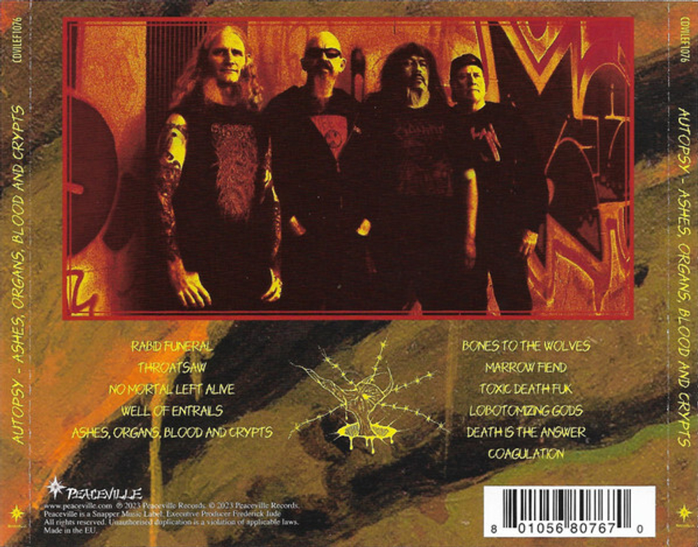AUTOPSY - Ashes, Organs, Blood And Crypts, музыкальный компакт диск, death metal