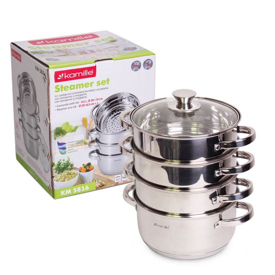 Пароварка 3-х уровневая Ø20 см из нержавеющей стали Kamille KM-5816