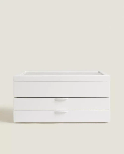 ZARA HOME ЛАКИРОВАННАЯ ШКАТУЛКА ДЛЯ УКРАШЕНИЙ С ВЫДВИЖНЫМИ ЯЩИКАМИ, БЕЛЫЙ