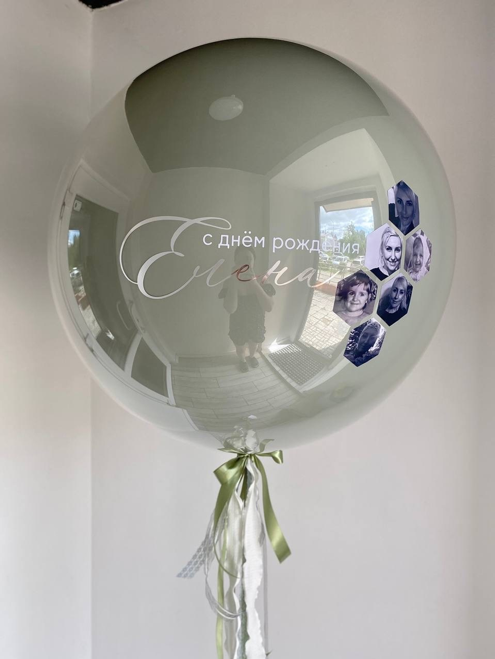 Большой стеклянный шар гигант лавровый лист  №1224